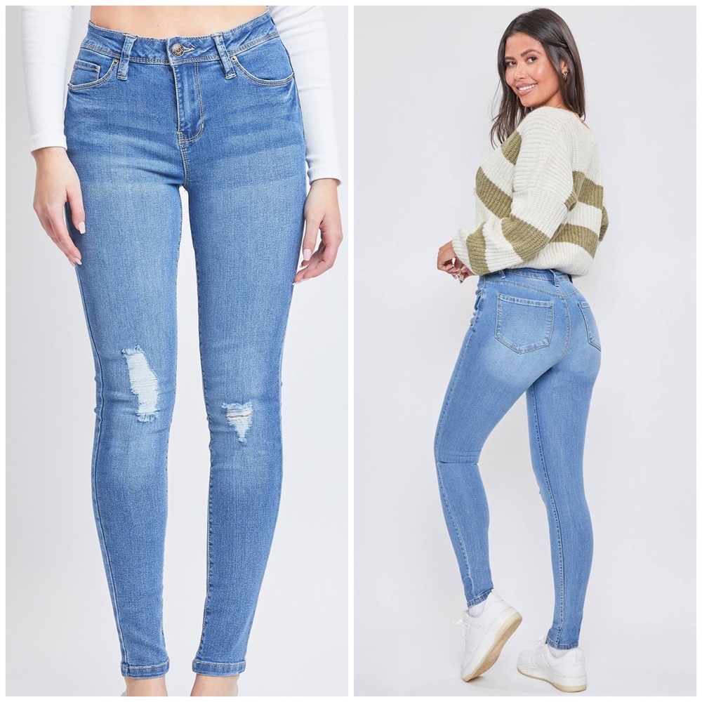 YMI High Rise Skinny Distressed Jeans Novelty Wash Size 7/28 NWT